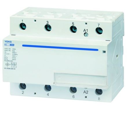 Jednofazowy domowy stycznik prądu przemiennego na szynę Din 4-biegunowy IP20 100A 230V